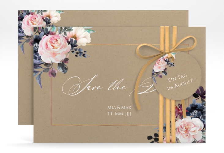 Save the Date-Karte Abendlicht A6 Karte quer rosegold