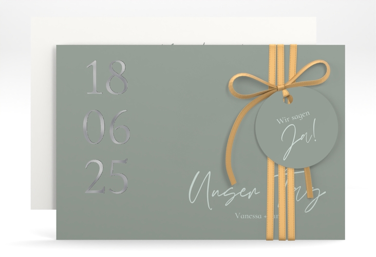 Save the Date-Karte Day A6 Karte quer silber mit Datum im minimalistischen Design