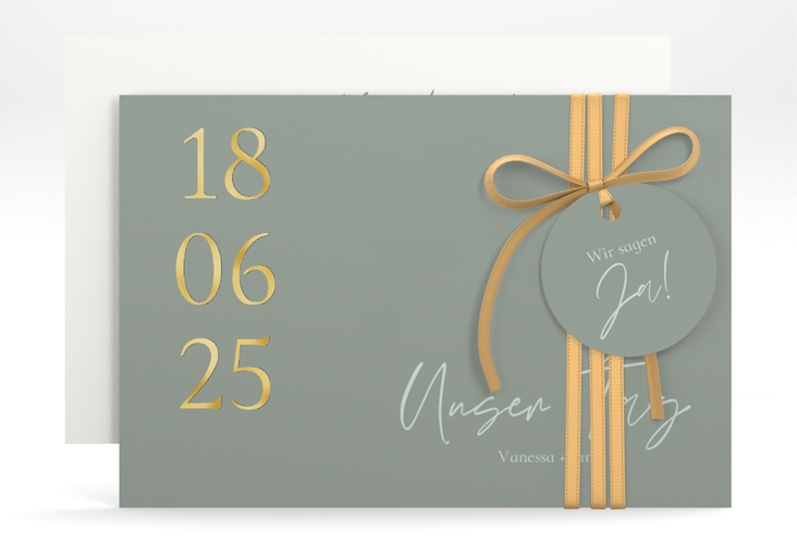 Save the Date-Karte Day A6 Karte quer gold mit Datum im minimalistischen Design