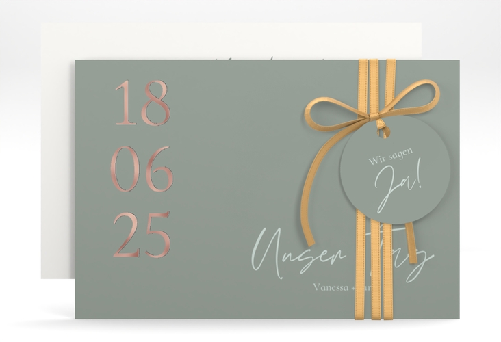 Save the Date-Karte Day A6 Karte quer rosegold mit Datum im minimalistischen Design