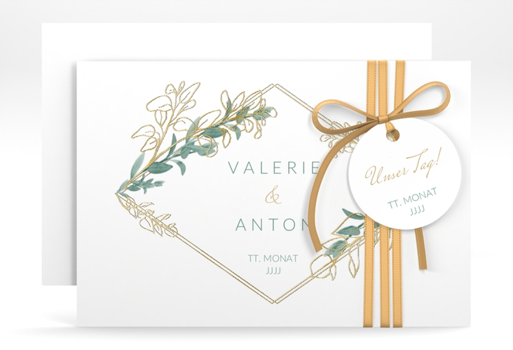 Save the Date-Karte Verde A6 Karte quer gold