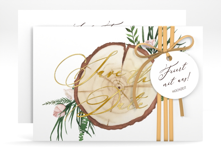 Save the Date-Karte Woodland A6 Karte quer gold