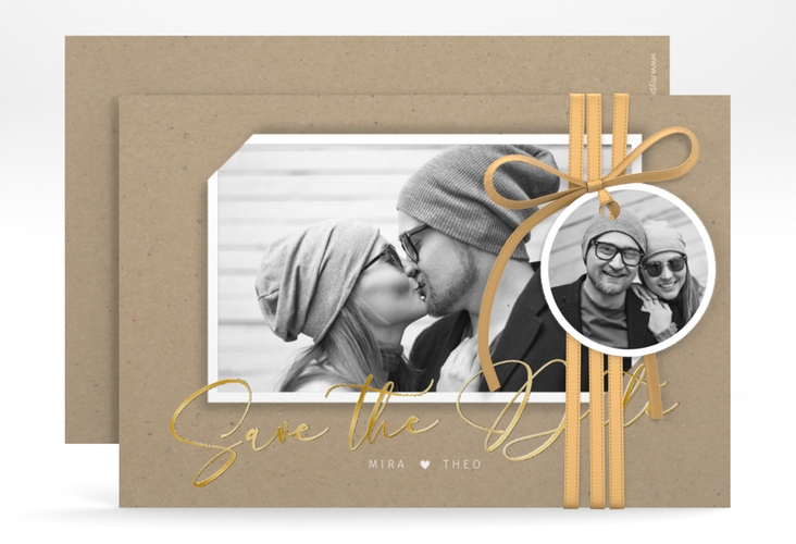 Save the Date-Karte Crafty A6 Karte quer gold