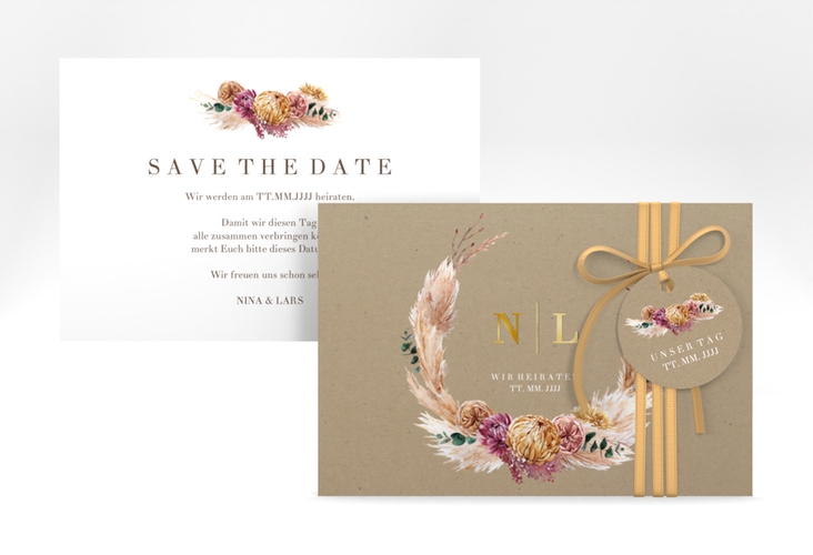 Save the Date-Karte Bohochic A6 Karte quer gold