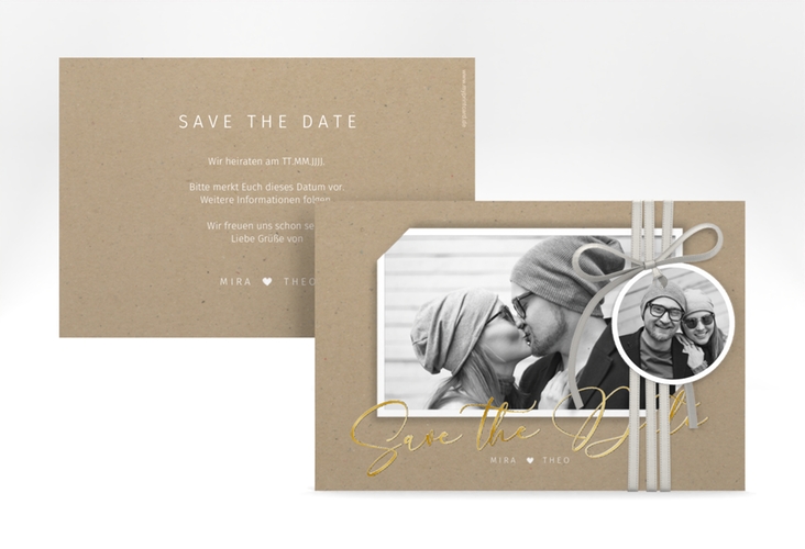 Save the Date-Karte Crafty A6 Karte quer gold