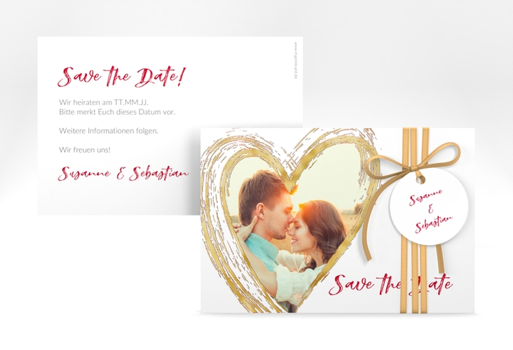 Save the Date-Karte Liebe A6 Karte quer gold