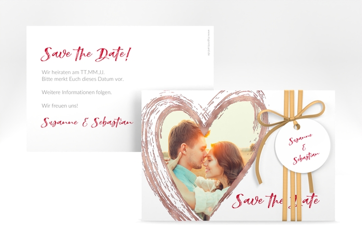 Save the Date-Karte Liebe A6 Karte quer rosegold