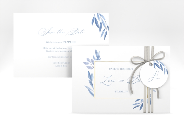 Save the Date-Karte Classicblue A6 Karte quer gold