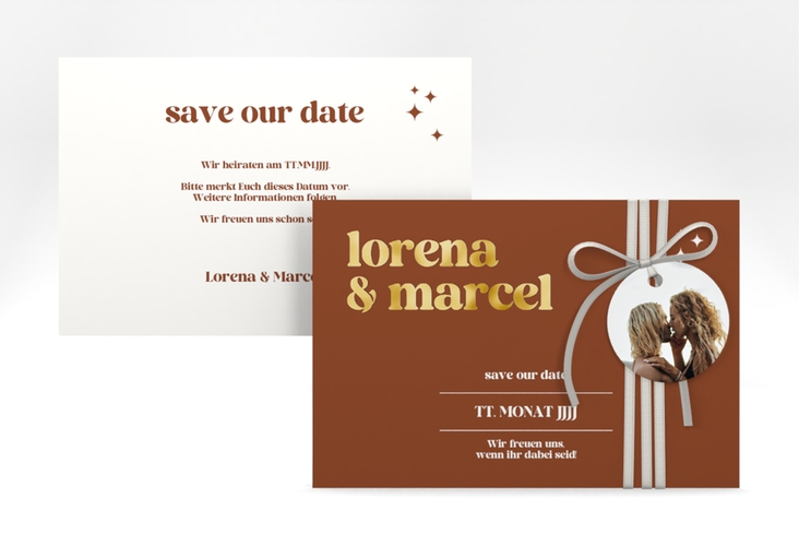 Save the Date-Karte Retro A6 Karte quer gold