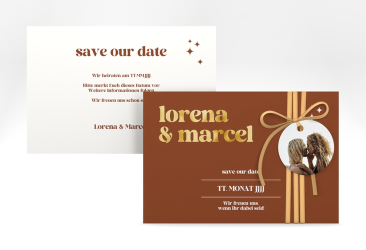 Save the Date-Karte Retro A6 Karte quer gold