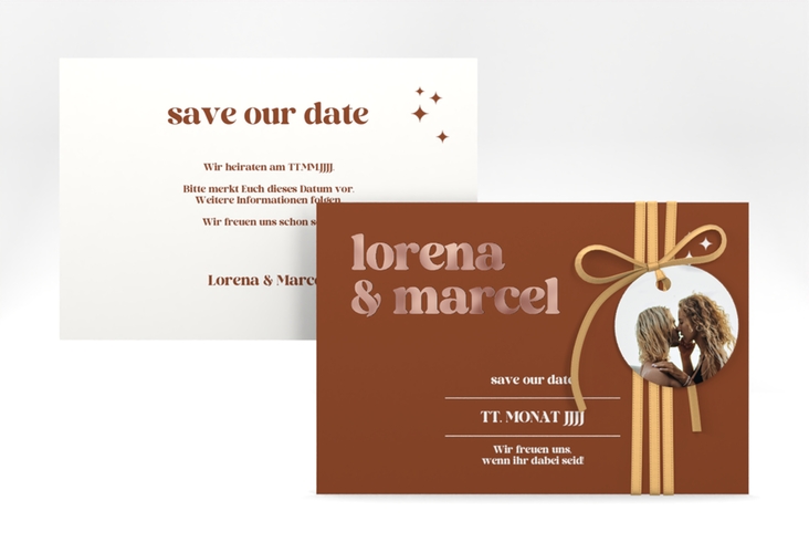 Save the Date-Karte Retro A6 Karte quer rosegold