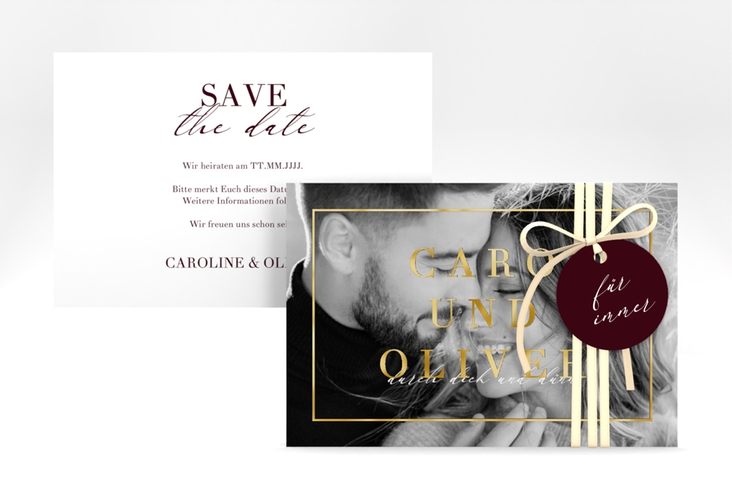 Save the Date-Karte Moment A6 Karte quer rot gold