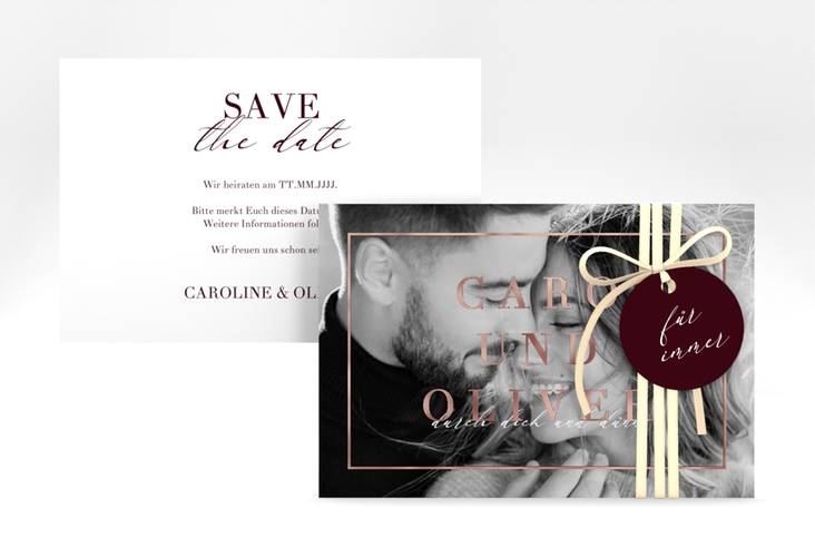 Save the Date-Karte Moment A6 Karte quer rot rosegold