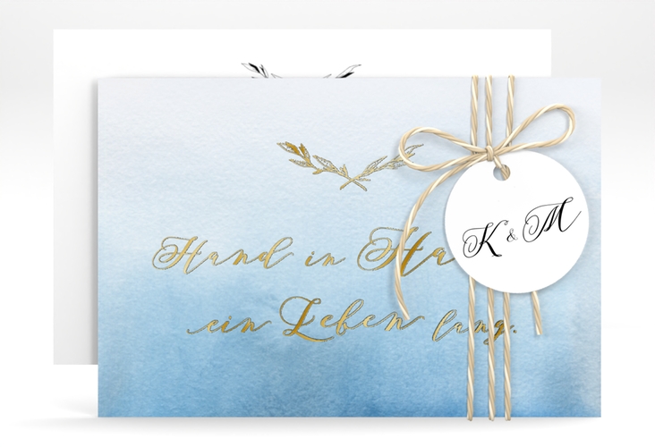 Save the Date-Karte Divine A6 Karte quer blau gold