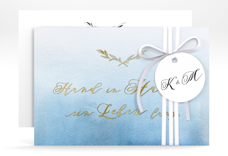 Save the Date-Karte Divine A6 Karte quer blau gold