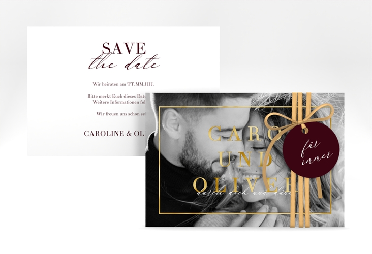 Save the Date-Karte Moment A6 Karte quer rot gold