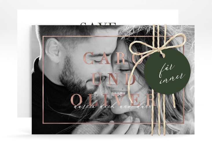 Save the Date-Karte Moment A6 Karte quer gruen rosegold