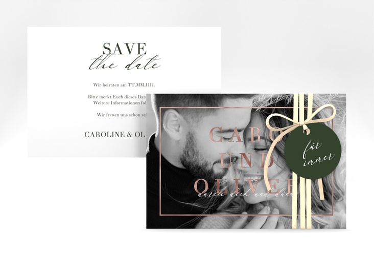 Save the Date-Karte Moment A6 Karte quer gruen rosegold