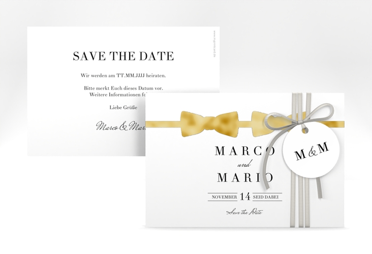 Save the Date-Karte Suits A6 Karte quer blau gold