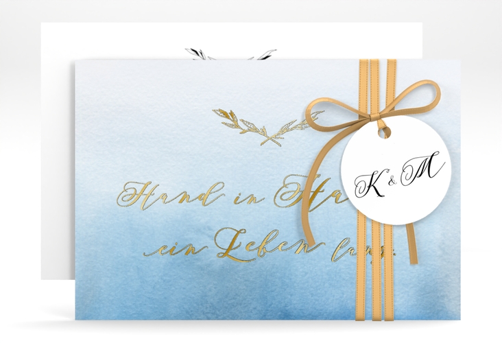 Save the Date-Karte Divine A6 Karte quer blau gold