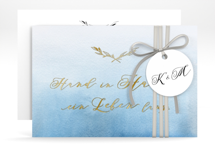 Save the Date-Karte Divine A6 Karte quer blau gold