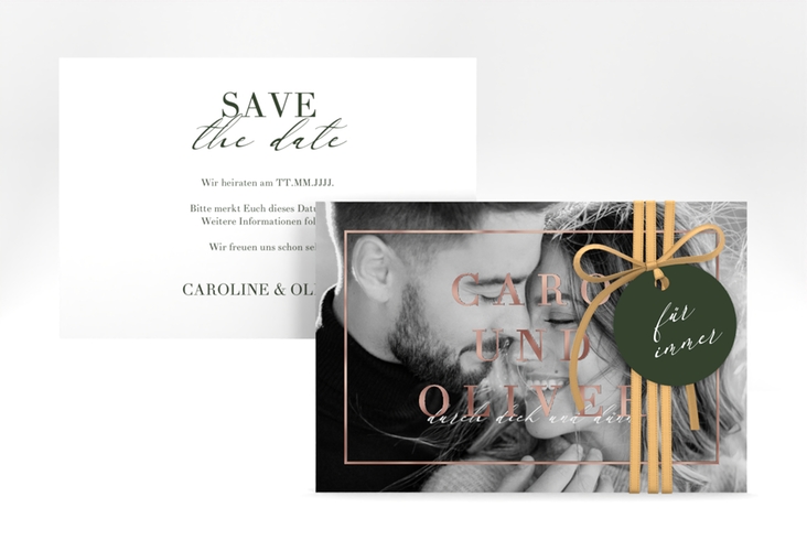 Save the Date-Karte Moment A6 Karte quer gruen rosegold