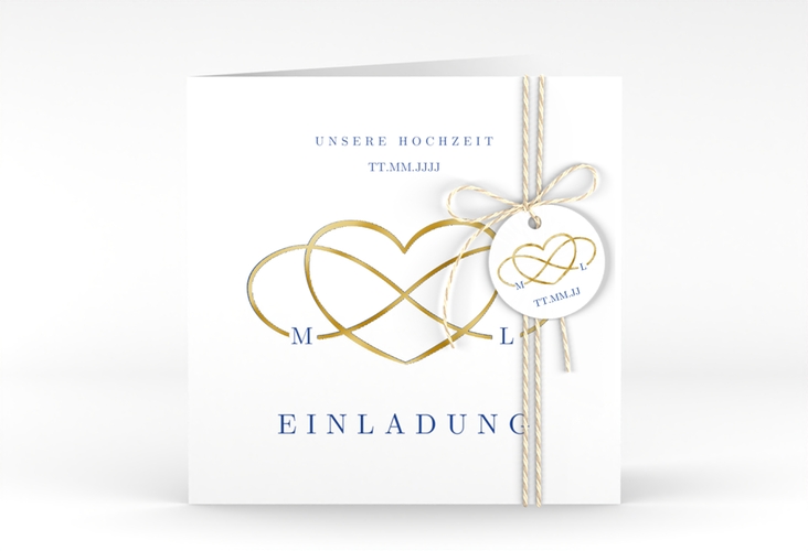 Hochzeitseinladung Infinity quadr. Klappkarte gold