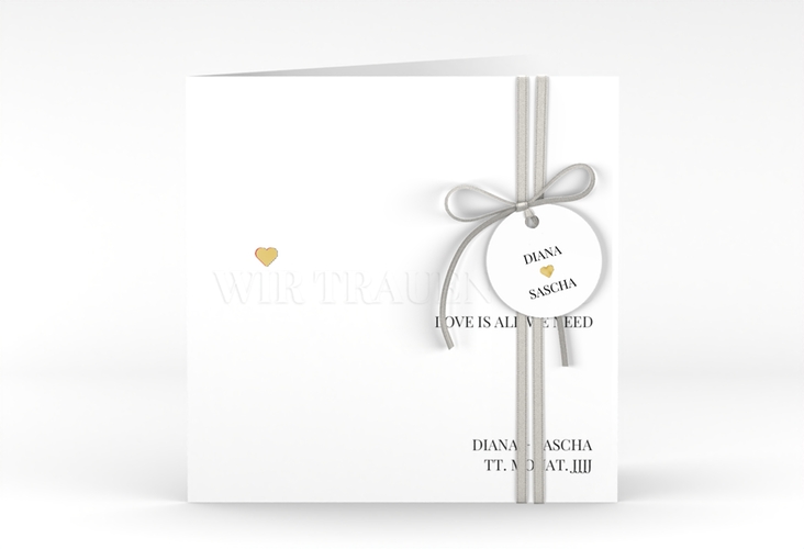 Hochzeitseinladung Embossing quadr. Klappkarte gold