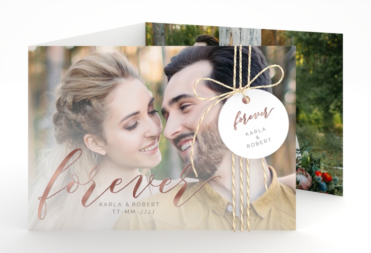 Hochzeitseinladung Promise A6 Doppel-Klappkarte rosegold