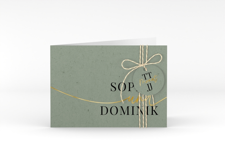 Hochzeitseinladung Easy A6 Klappkarte quer gold im modernen minimalistischen Design