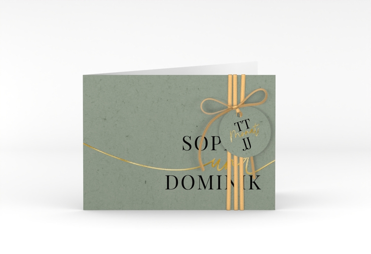 Hochzeitseinladung Easy A6 Klappkarte quer gold im modernen minimalistischen Design