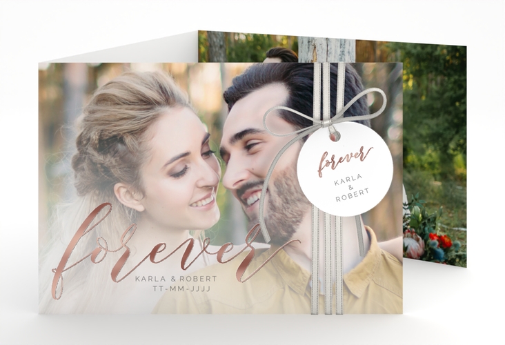 Hochzeitseinladung Promise A6 Doppel-Klappkarte rosegold