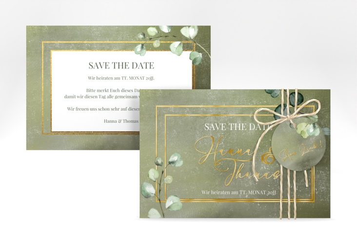 Save the Date-Karte Jade A6 Karte quer gold