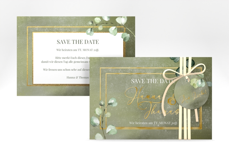 Save the Date-Karte Jade A6 Karte quer gold