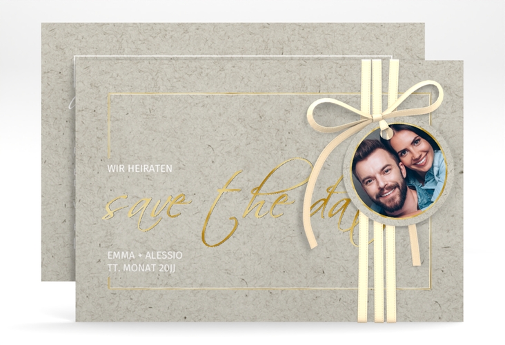 Save the Date-Karte Simple Line A6 Karte quer gold