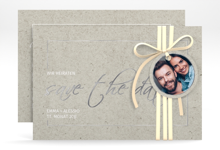 Save the Date-Karte Simple Line A6 Karte quer silber