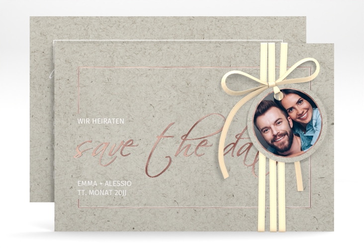 Save the Date-Karte Simple Line A6 Karte quer rosegold