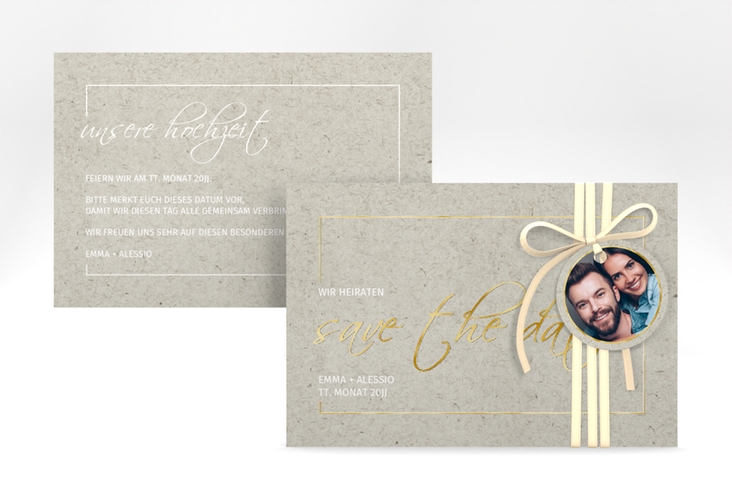 Save the Date-Karte Simple Line A6 Karte quer gold