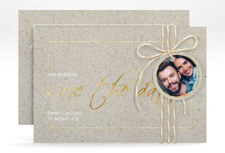 Save the Date-Karte Simple Line A6 Karte quer gold