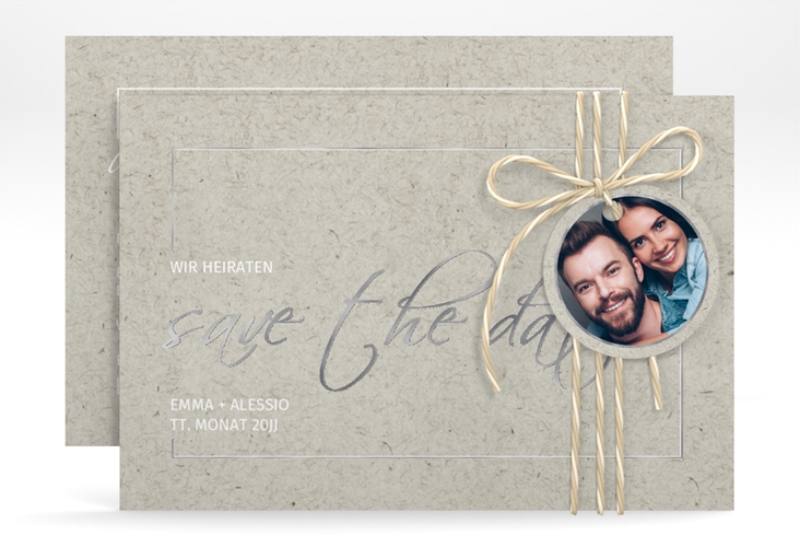 Save the Date-Karte Simple Line A6 Karte quer silber