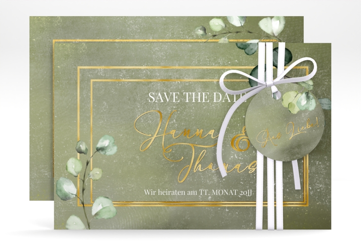 Save the Date-Karte Jade A6 Karte quer gold