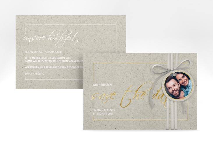 Save the Date-Karte Simple Line A6 Karte quer gold