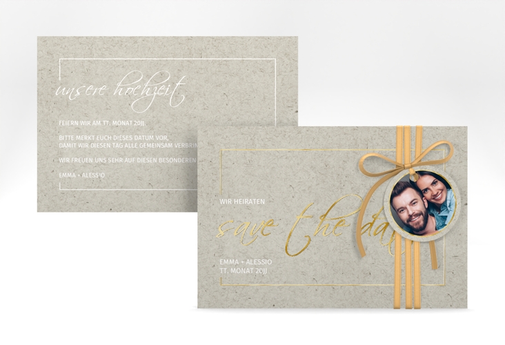 Save the Date-Karte Simple Line A6 Karte quer gold