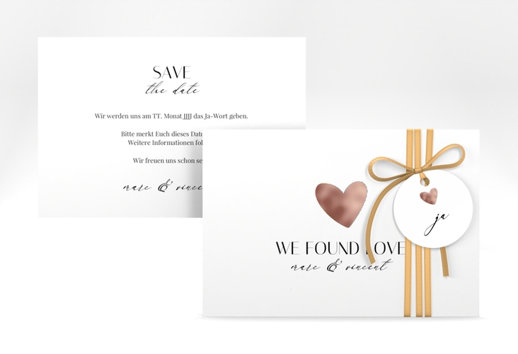 Save the Date-Karte Liebesbote A6 Karte quer rosegold