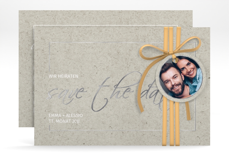 Save the Date-Karte Simple Line A6 Karte quer silber