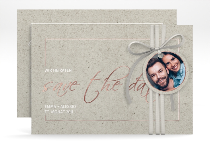 Save the Date-Karte Simple Line A6 Karte quer rosegold