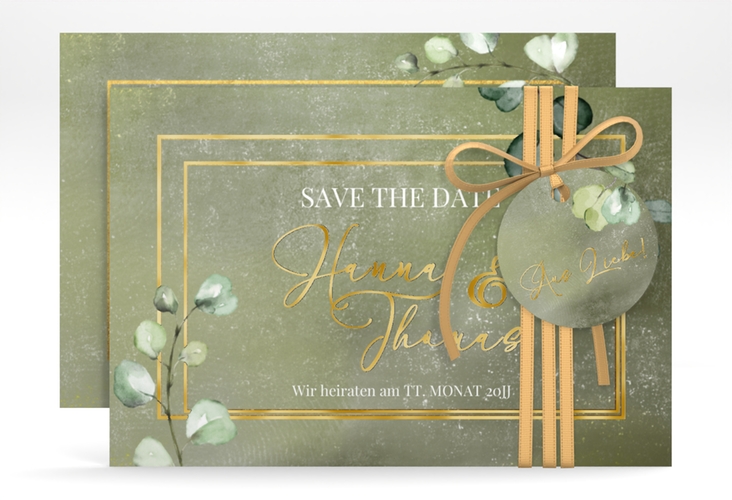 Save the Date-Karte Jade A6 Karte quer gold