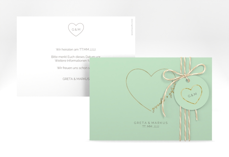 Save the Date-Karte Lebenstraum A6 Karte quer mint gold