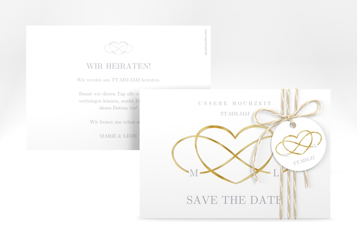 Save the Date-Karte Infinity A6 Karte quer grau gold