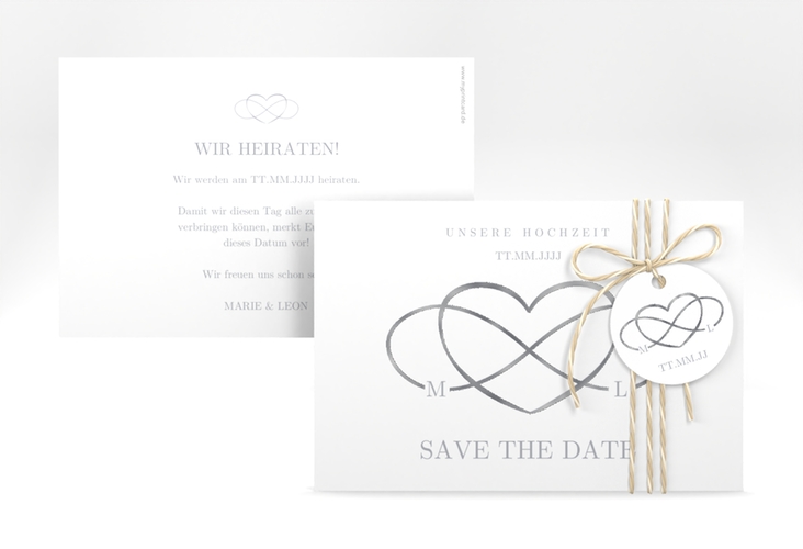 Save the Date-Karte Infinity A6 Karte quer grau silber